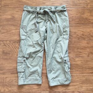 As Is Vintage Y2K Abercrombie Cargo Capri Pants Size 16R Green Belted